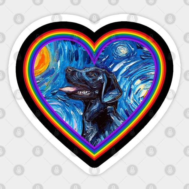 Black Labrador in a Rainbow Heart Sticker by sagittariusgallery